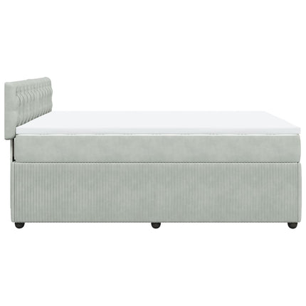 Giroletto a Molle con Materasso Grigio Chiaro 160x200cm Velluto