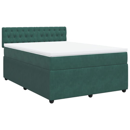 Giroletto a Molle con Materasso Verde Scuro 160x200 cm Velluto