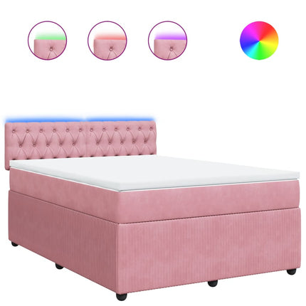 Giroletto a Molle con Materasso Rosa 160x200 cm in Velluto