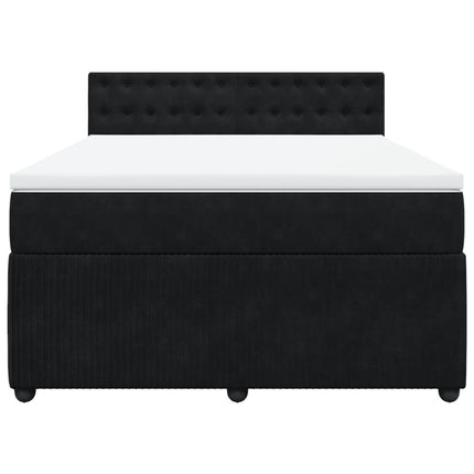 Giroletto a Molle con Materasso Nero 160x200 cm in Velluto