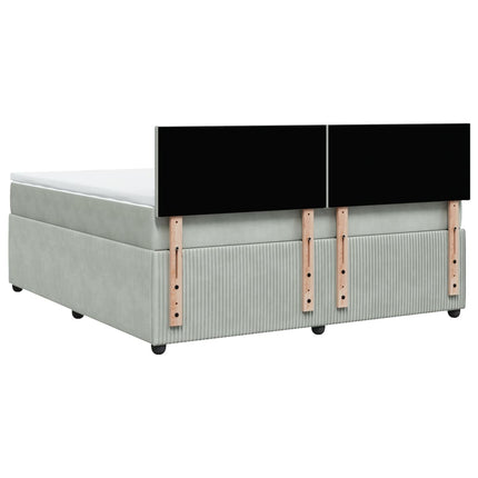 Giroletto a Molle con Materasso Grigio Chiaro 180x200cm Velluto