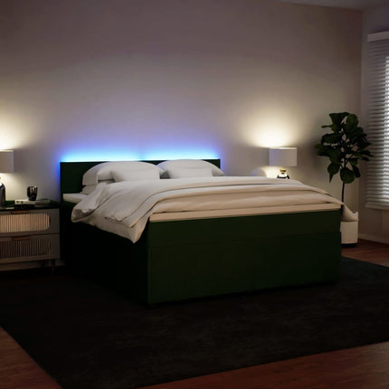 Giroletto a Molle con Materasso Verde Scuro 180x200 cm Velluto