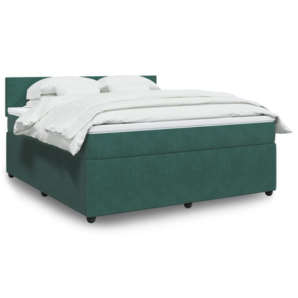 Giroletto a Molle con Materasso Verde Scuro 180x200 cm Velluto