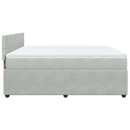 Giroletto a Molle con Materasso Grigio Chiaro 180x200cm Velluto