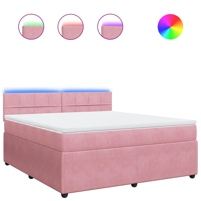 Giroletto a Molle con Materasso Rosa 180x200 cm in Velluto