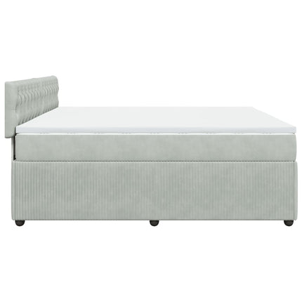 Giroletto a Molle con Materasso Grigio Chiaro 180x200cm Velluto
