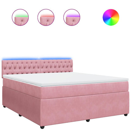 Giroletto a Molle con Materasso Rosa 180x200 cm in Velluto