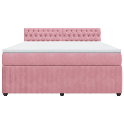 Giroletto a Molle con Materasso Rosa 180x200 cm in Velluto