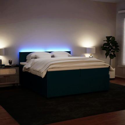 Giroletto a Molle con Materasso Blu 200x200 cm in Velluto