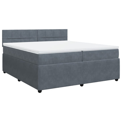 Giroletto a Molle con Materasso Grigio Scuro 200x200 cm Velluto