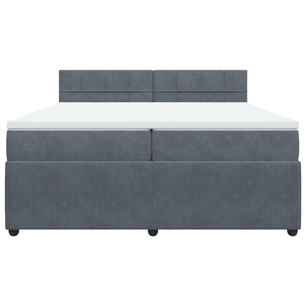 Giroletto a Molle con Materasso Grigio Scuro 200x200 cm Velluto