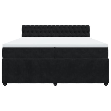 Giroletto a Molle con Materasso Nero 200x200 cm in Velluto