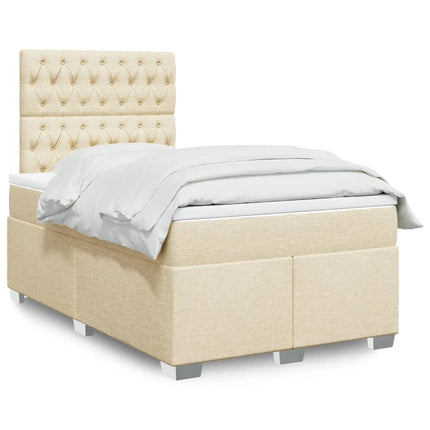 Giroletto a Molle con Materasso Crema 120x200 cm in Tessuto