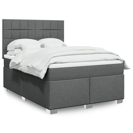 Giroletto a Molle con Materasso Grigio Scuro 140x200cm Tessuto