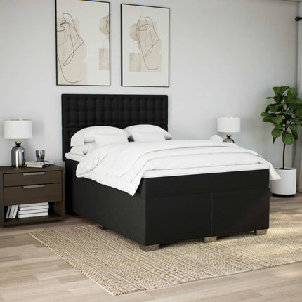 Giroletto a Molle con Materasso Nero 140x200 cm in Tessuto