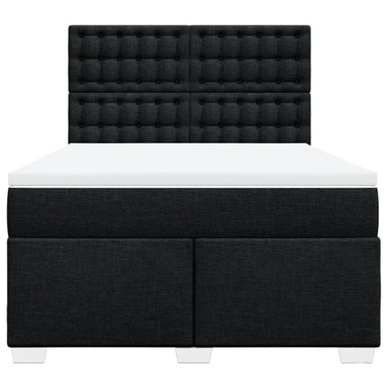 Giroletto a Molle con Materasso Nero 160x200 cm in Tessuto
