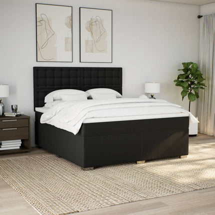 Giroletto a Molle con Materasso Nero 180x200 cm in Tessuto