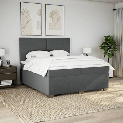 Giroletto a Molle con Materasso Grigio Scuro 200x200 cm Tessuto