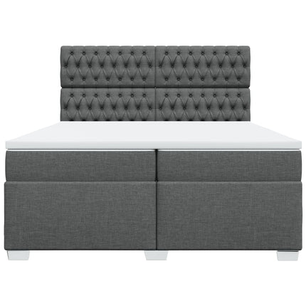 Giroletto a Molle con Materasso Grigio Scuro 200x200 cm Tessuto