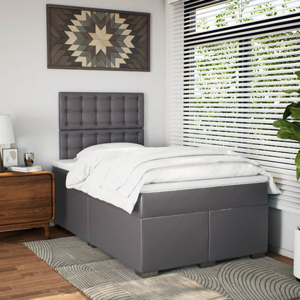 Giroletto a Molle con Materasso Grigio 120x200 cm in Similpelle