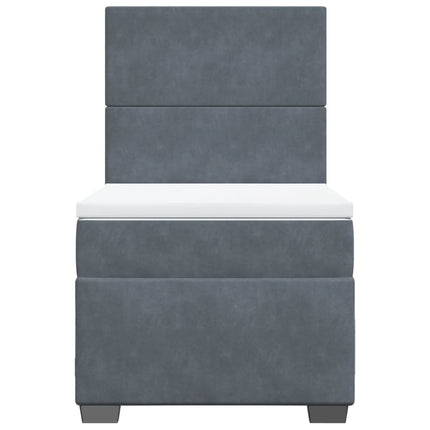 Giroletto a Molle con Materasso Grigio Scuro 80x200 cm Velluto