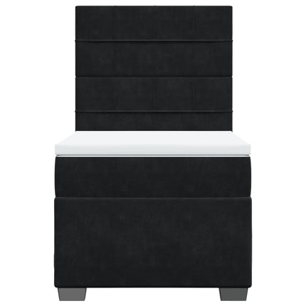 Giroletto a Molle con Materasso Nero 80x200 cm in Velluto