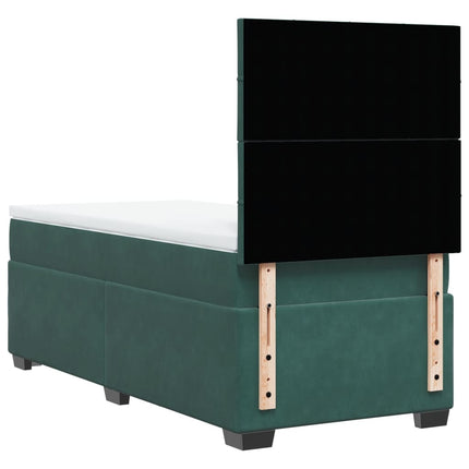 Giroletto a Molle con Materasso Verde Scuro 80x200 cm Velluto