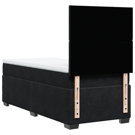 Giroletto a Molle con Materasso Nero 90x190 cm in Velluto