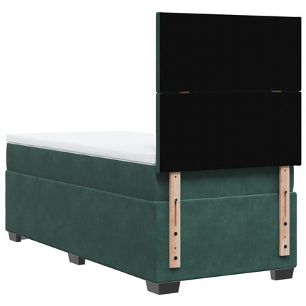 Giroletto a Molle con Materasso Verde Scuro 90x190 cm Velluto