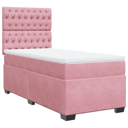 Giroletto a Molle con Materasso Rosa 90x190 cm in Velluto
