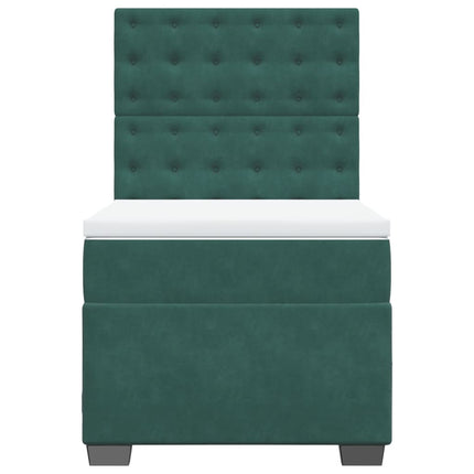 Giroletto a Molle con Materasso Verde Scuro 90x190 cm Velluto