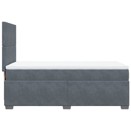 Giroletto a Molle con Materasso Grigio Scuro 90x200 cm Velluto