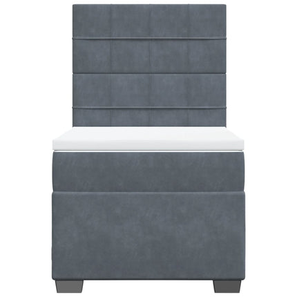 Giroletto a Molle con Materasso Grigio Scuro 90x200 cm Velluto