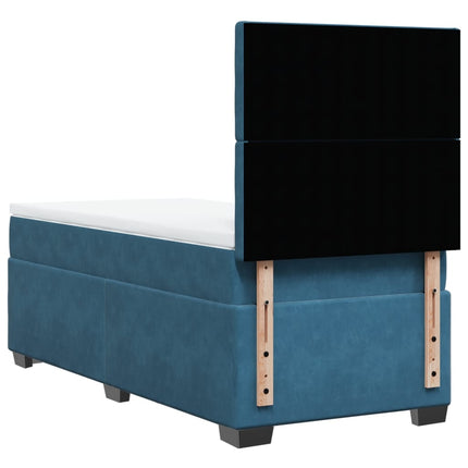 Giroletto a Molle con Materasso Blu 90x200 cm in Velluto