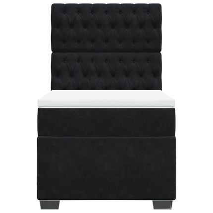 Giroletto a Molle con Materasso Nero 100x200 cm in Velluto