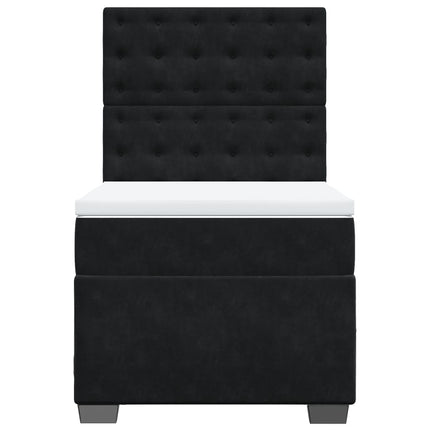 Giroletto a Molle con Materasso Nero 100x200 cm in Velluto