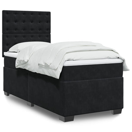Giroletto a Molle con Materasso Nero 100x200 cm in Velluto