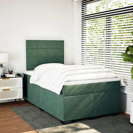 Giroletto a Molle con Materasso Verde Scuro 120x200 cm Velluto
