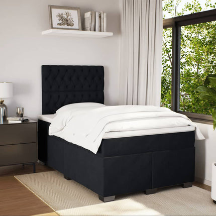 Giroletto a Molle con Materasso Nero 120x200 cm in Velluto