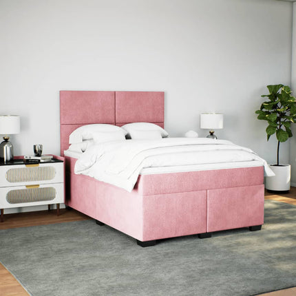Giroletto a Molle con Materasso Rosa 140x190 cm in Velluto