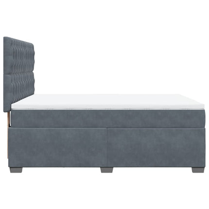 Giroletto a Molle con Materasso Grigio Scuro 140x200 cm Velluto