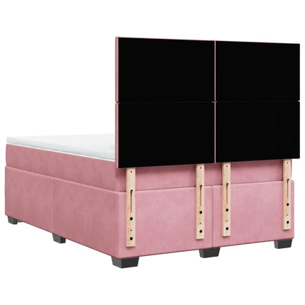 Giroletto a Molle con Materasso Rosa 160x200 cm in Velluto