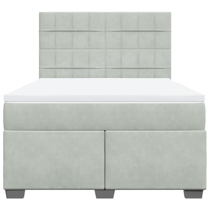Giroletto a Molle con Materasso Grigio Chiaro 160x200cm Velluto