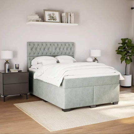 Giroletto a Molle con Materasso Grigio Chiaro 160x200cm Velluto