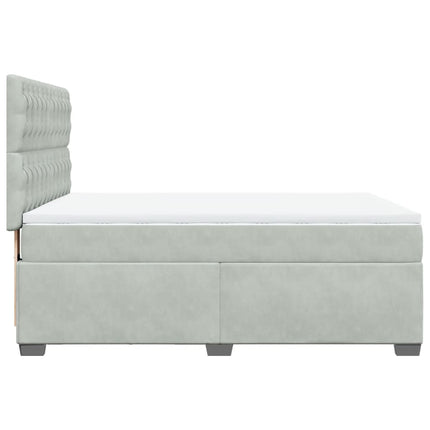 Giroletto a Molle con Materasso Grigio Chiaro 160x200cm Velluto