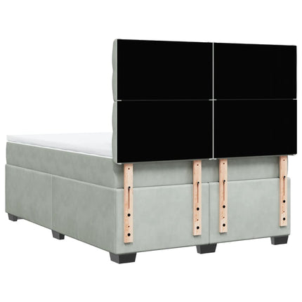 Giroletto a Molle con Materasso Grigio Chiaro 160x200cm Velluto