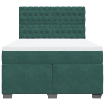Giroletto a Molle con Materasso Verde Scuro 160x200 cm Velluto