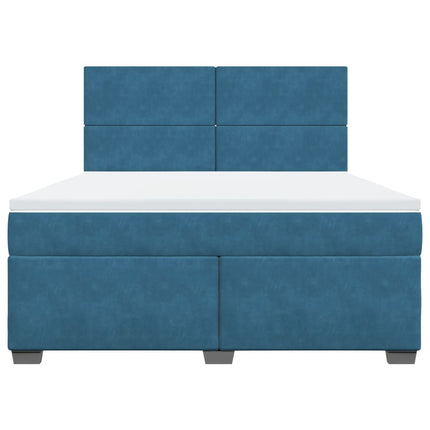 Giroletto a Molle con Materasso Blu 180x200 cm in Velluto