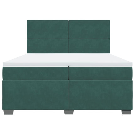 Giroletto a Molle con Materasso Verde Scuro 200x200 cm Velluto