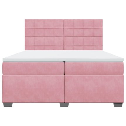 Giroletto a Molle con Materasso Rosa 200x200 cm in Velluto